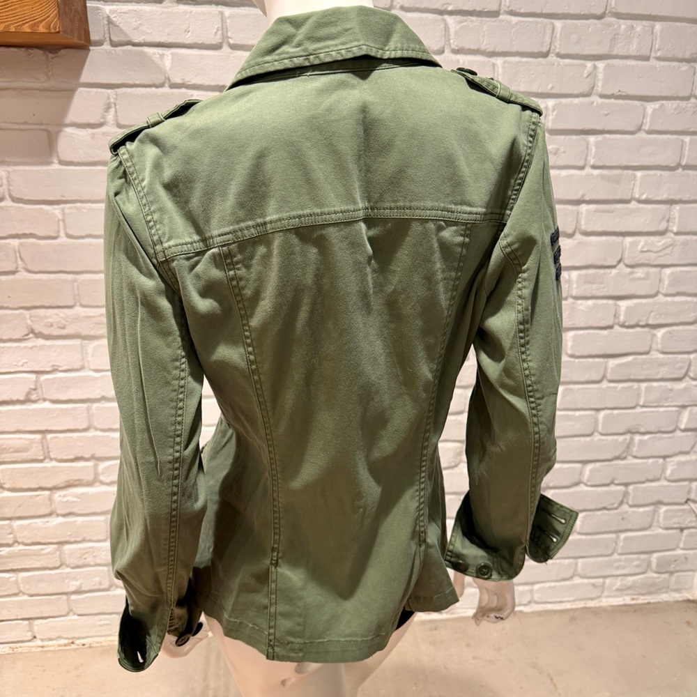 CAbi Sage Green Utility Jacket with Plaid Trim - Picture 4 of 10